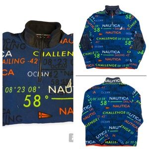 Nautica Sweater SZ XL
Challenge Sailing All-Over Print Fleece 1/4
Zip Blue